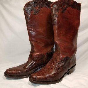 Joan and David two tone leather cowboy boot